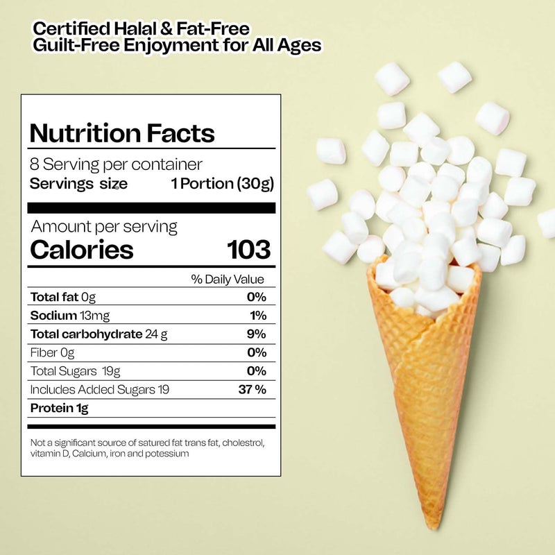 Bonjour Marshmallows for Smores & Halloween Candy - 8.82oz (250 g) Pouch | Fat-Free, Gelatin-Based, Halal, Dye-Free | Soft Vanilla Snack for Roasting & Hot Chocolate - Image 2